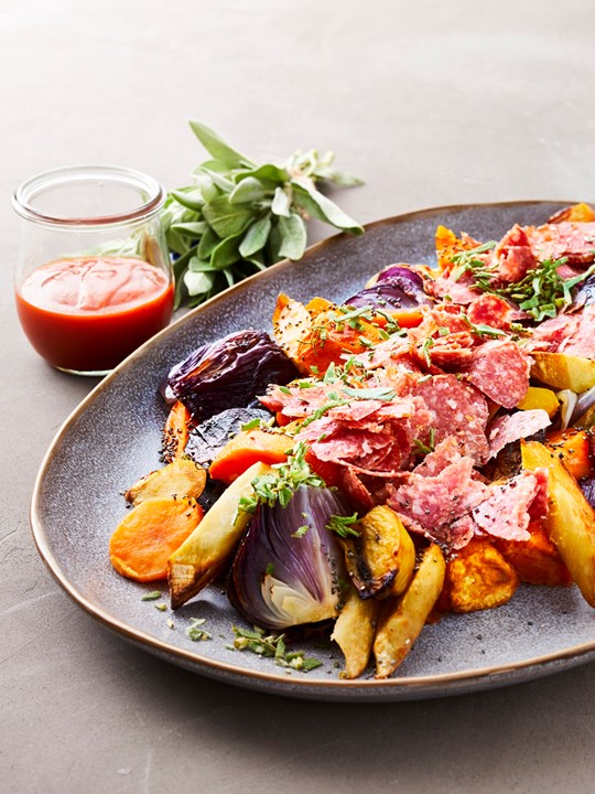Alt i et flot fad med Sriracha