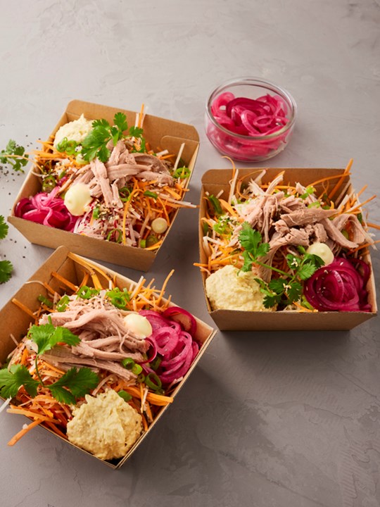 80/20 Hummus boks med mørbrad og Kewpie