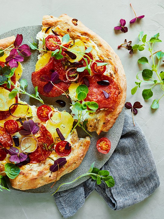 Hvid øko chorizopizza med ricottacreme